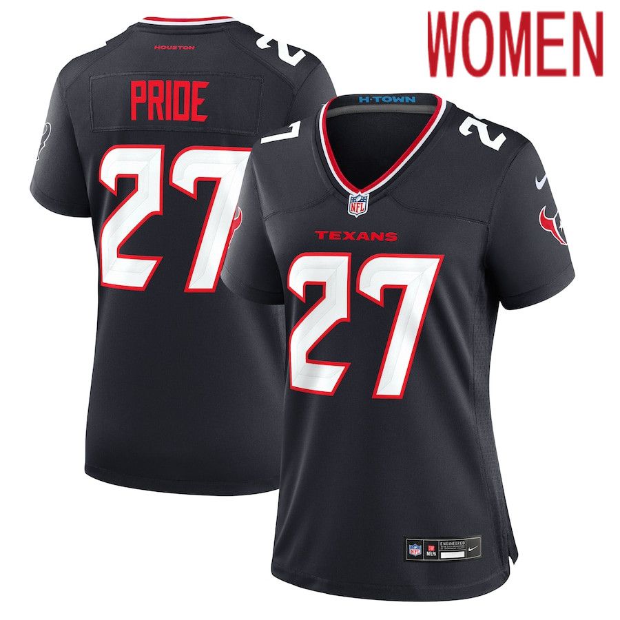 Women Houston Texans #27 Troy Pride Nike Navy Team Game NFL Jersey->->Women Jersey
